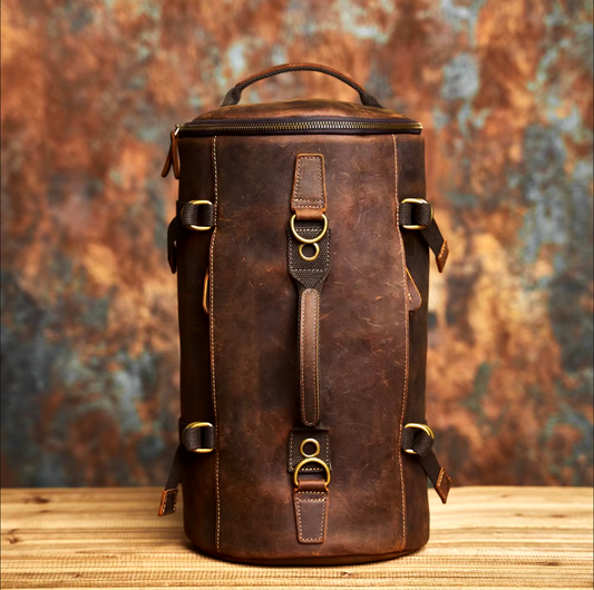 Genuine Leather Men's Cylinder Bag