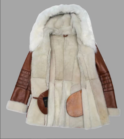 women's leather fur trim trench coat