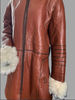 women's leather fur trim trench coat