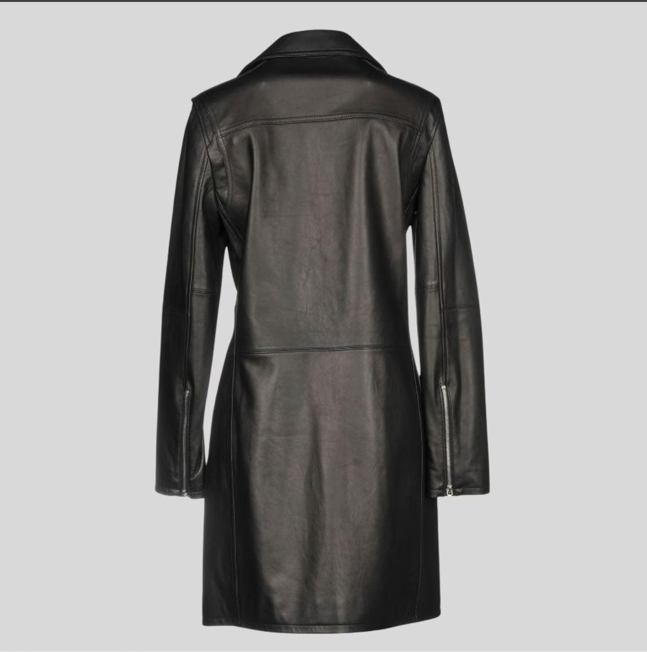 Genuine Leather Women's Long Trench Jacket