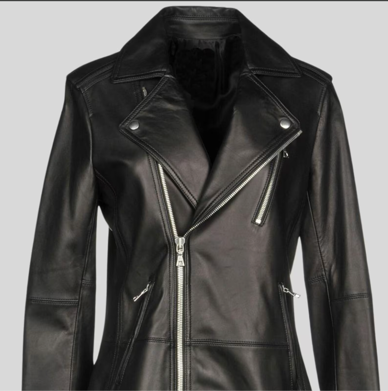 Genuine Leather Women's Long Trench Jacket