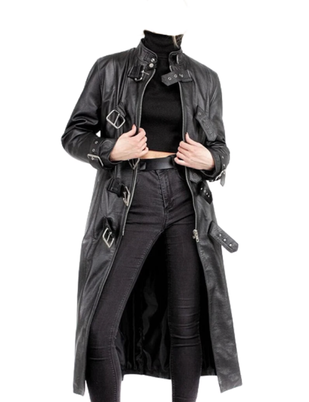 Leather trench coat women's Gothic Over