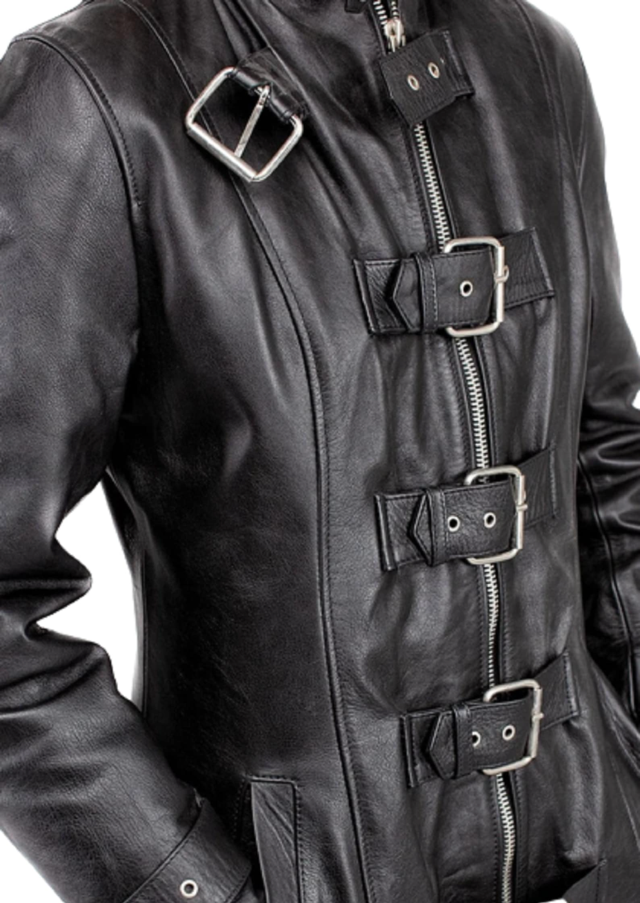 Leather trench coat women's Gothic Over