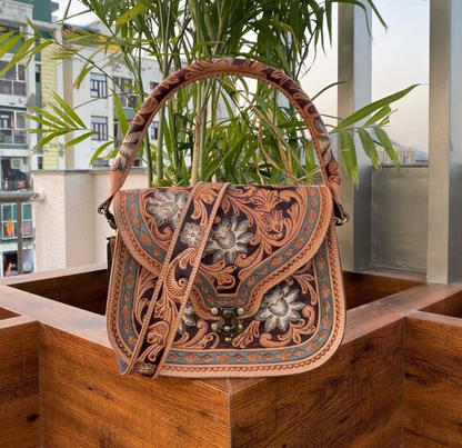 Tooled Leather Shoulder Bag Crossbody