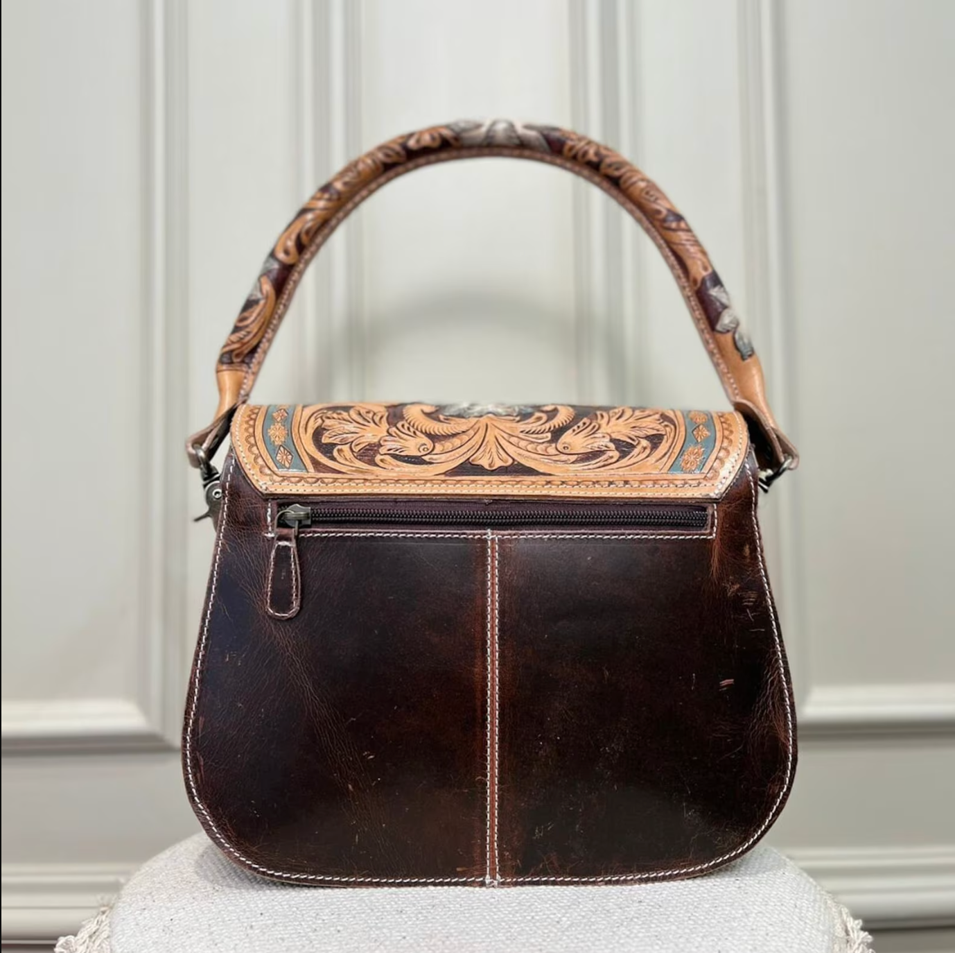 Tooled Leather Shoulder Bag Crossbody