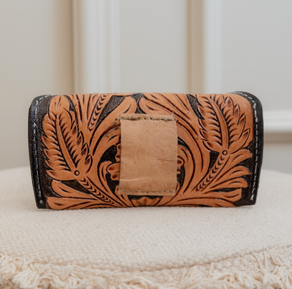 Tooled Leather Engraved Sunglasses Case