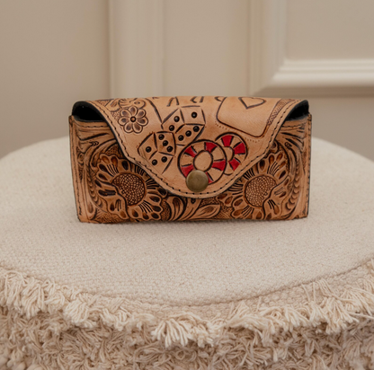 Tooled Leather Engraved Sunglasses Case