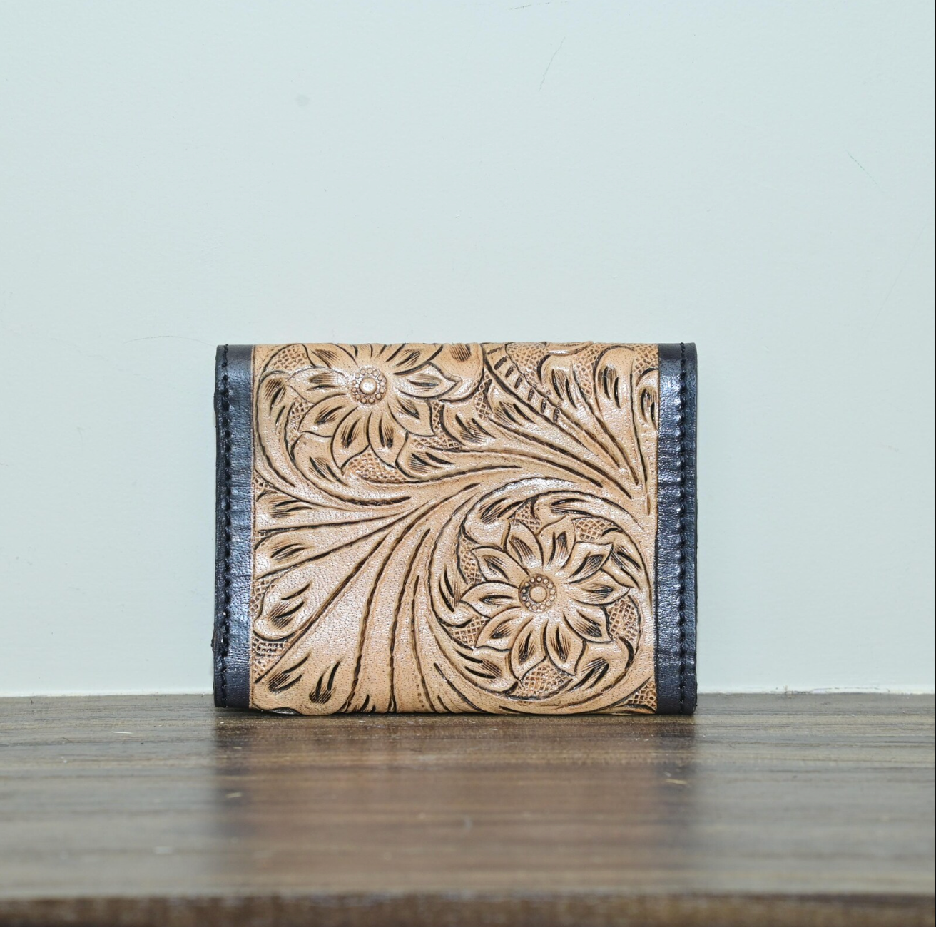 Engraved Tooled Leather Wallet For Men