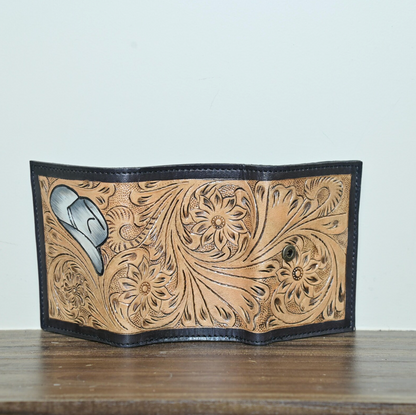 Engraved Tooled Leather Wallet For Men