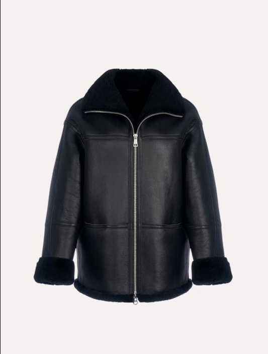 Mid Length Leather Jacket Women