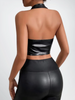 Slim Fit Cropped Leather Vest Women