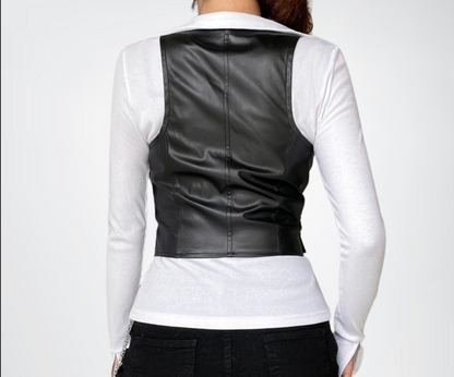 skinny leather vest women's