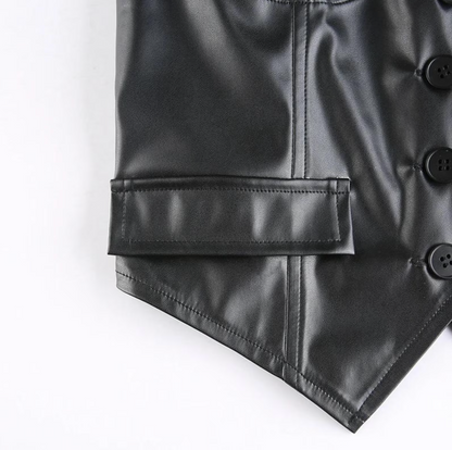 skinny leather vest women's