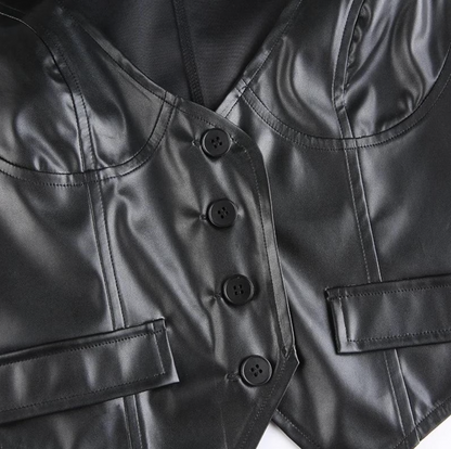 skinny leather vest women's