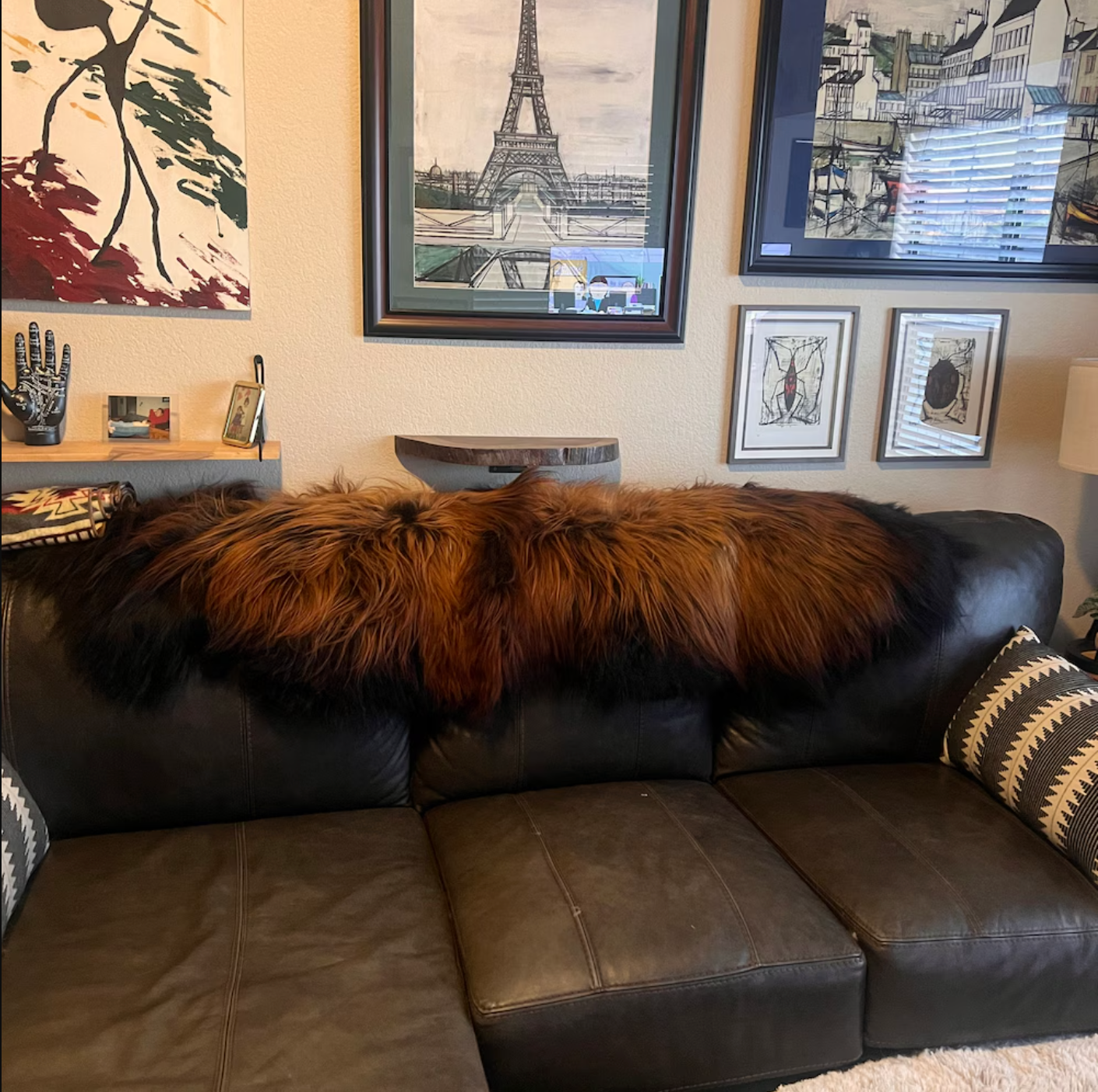 Large Sheepskin Rug Dark Brown Black