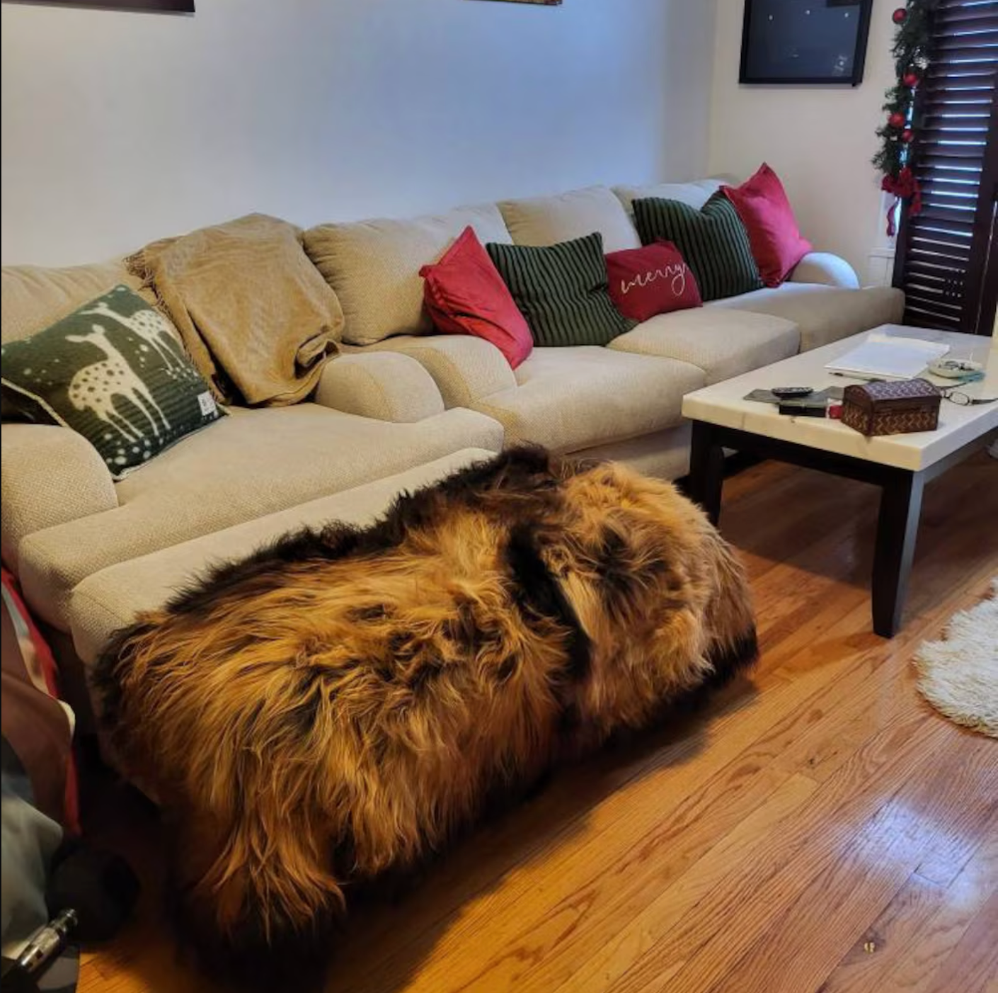 Large Sheepskin Rug Dark Brown Black