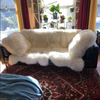 white natural sheepskin pillow