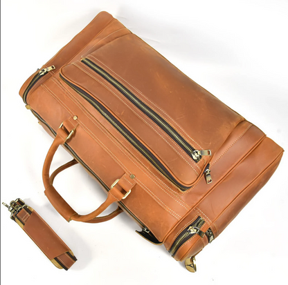 leather carryon weekender bag