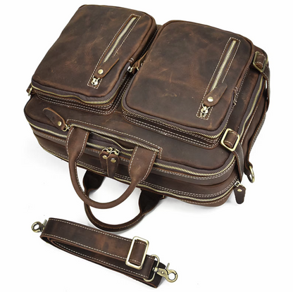 Crazy Horse Leather Laptop Backpack