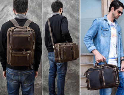 Crazy Horse Leather Laptop Backpack