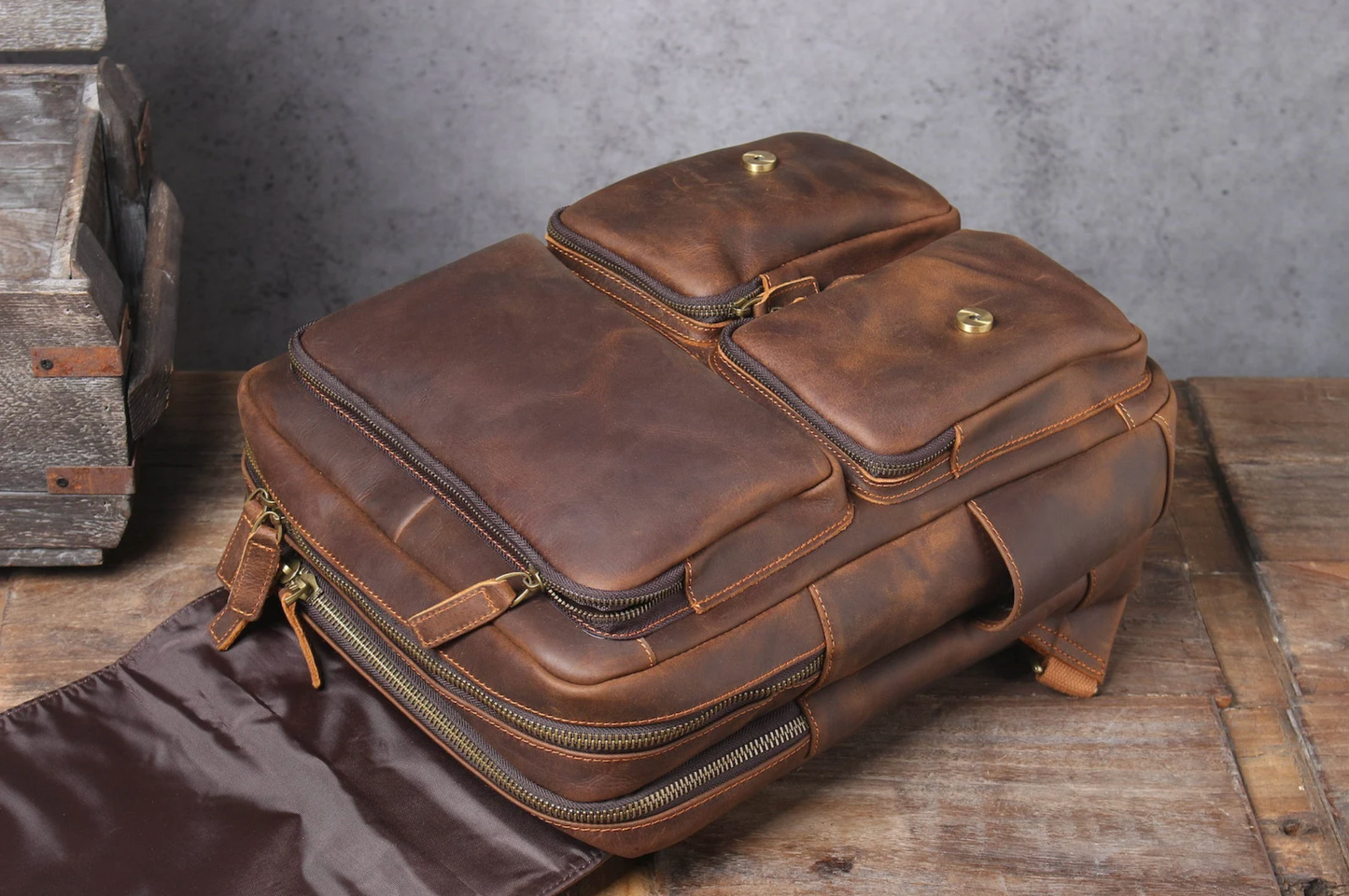 Real Leather Backpack Laptop Bag