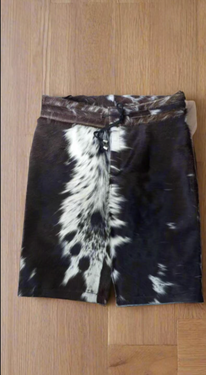 Men Cowhide Shorts Hair On Cow Hide