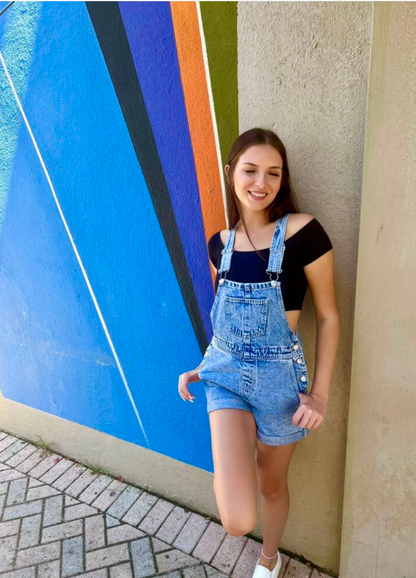 Roll Up Denim Jean Overalls For Women