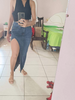 high slit denim long skirt