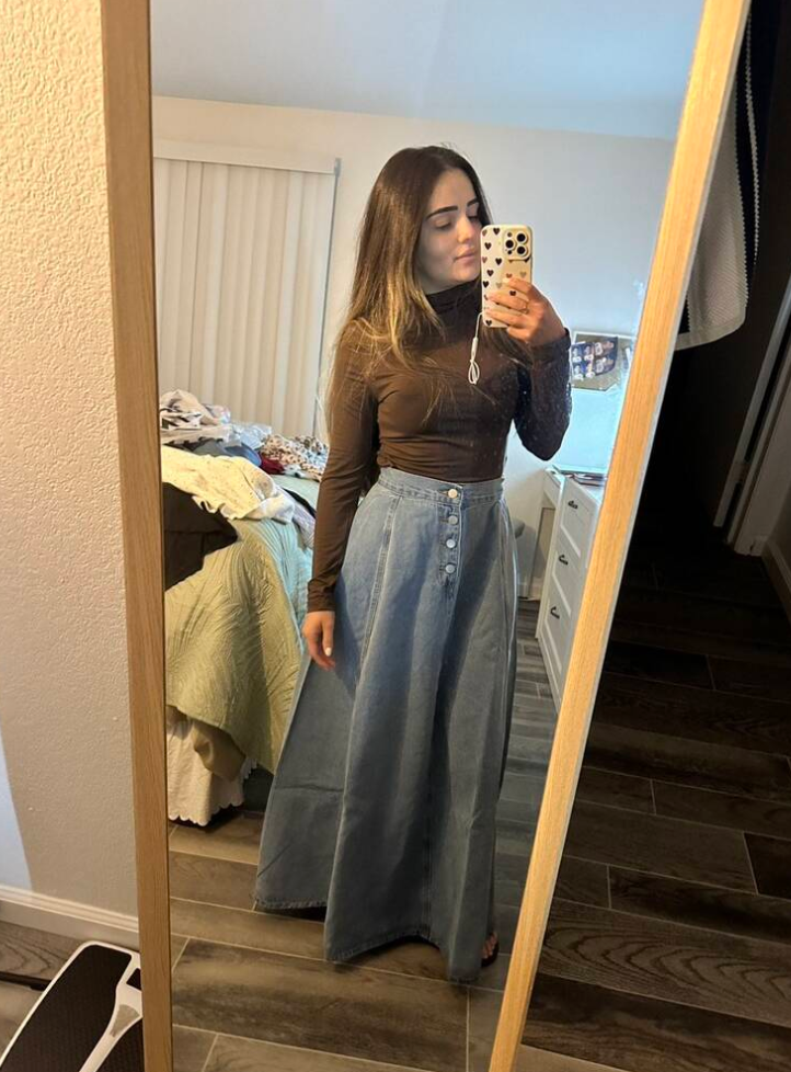 long denim maxi skirts for women