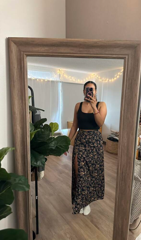 high waist split maxi skirt