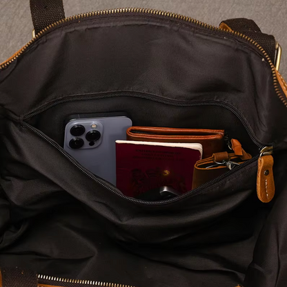Mens Brown Leather Overnight Bag for Travel