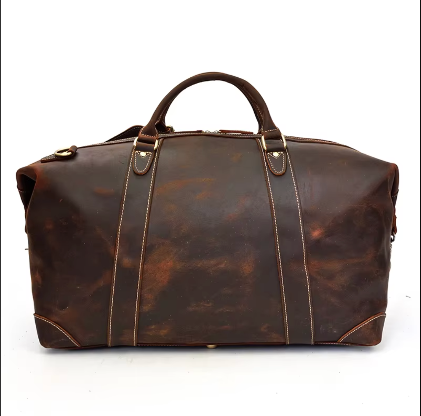 Dark Brown Leather Overnight Bag Travel Duffle