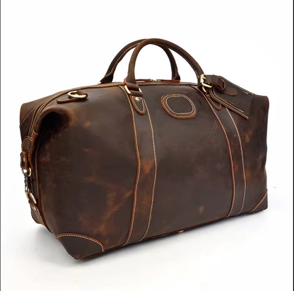 Dark Brown Leather Overnight Bag Travel Duffle