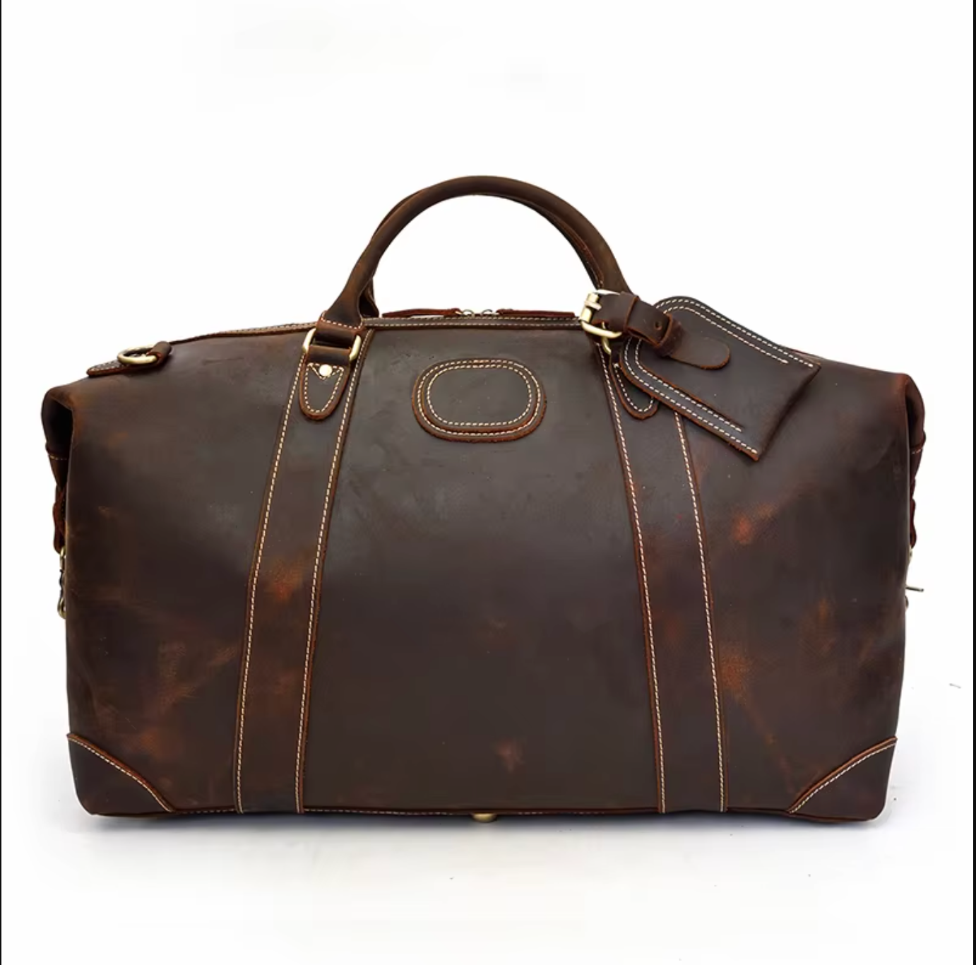 Dark Brown Leather Overnight Bag Travel Duffle