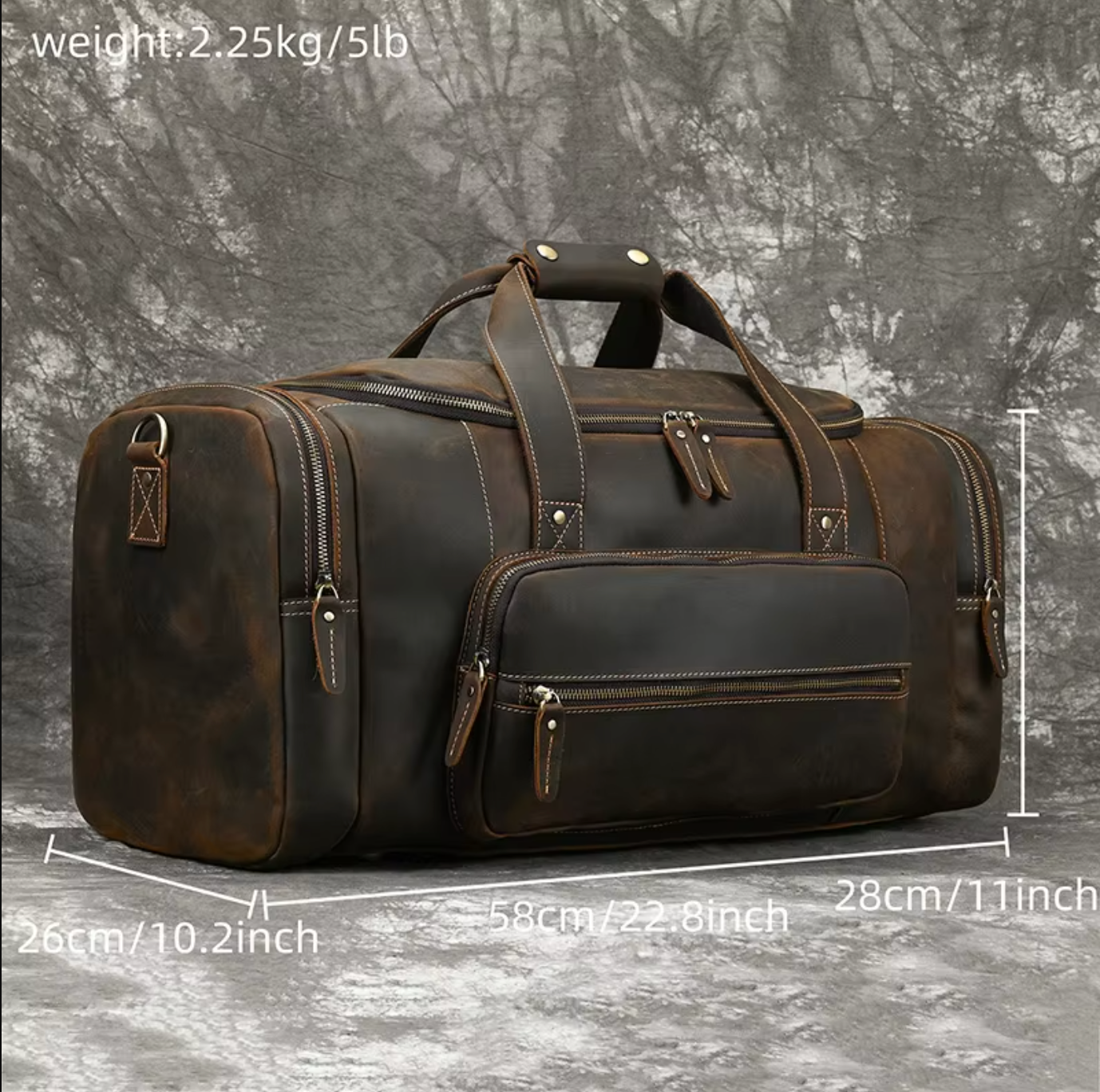 Genuine Leather Duffle Bag Mens Travel Overnight Gym Bag