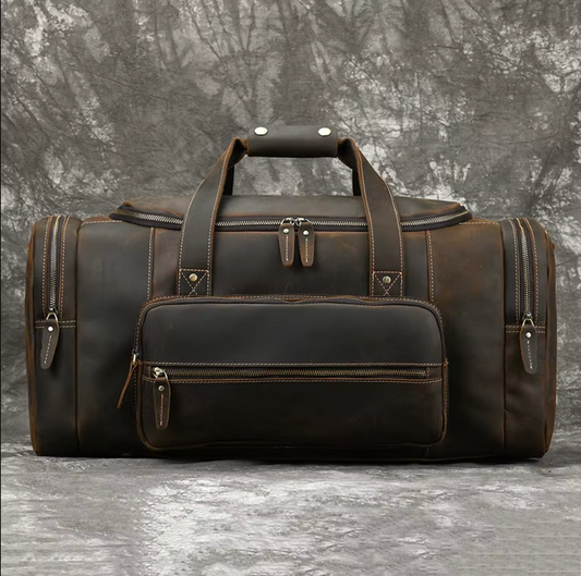 Genuine Leather Duffle Bag Mens Travel Overnight Gym Bag