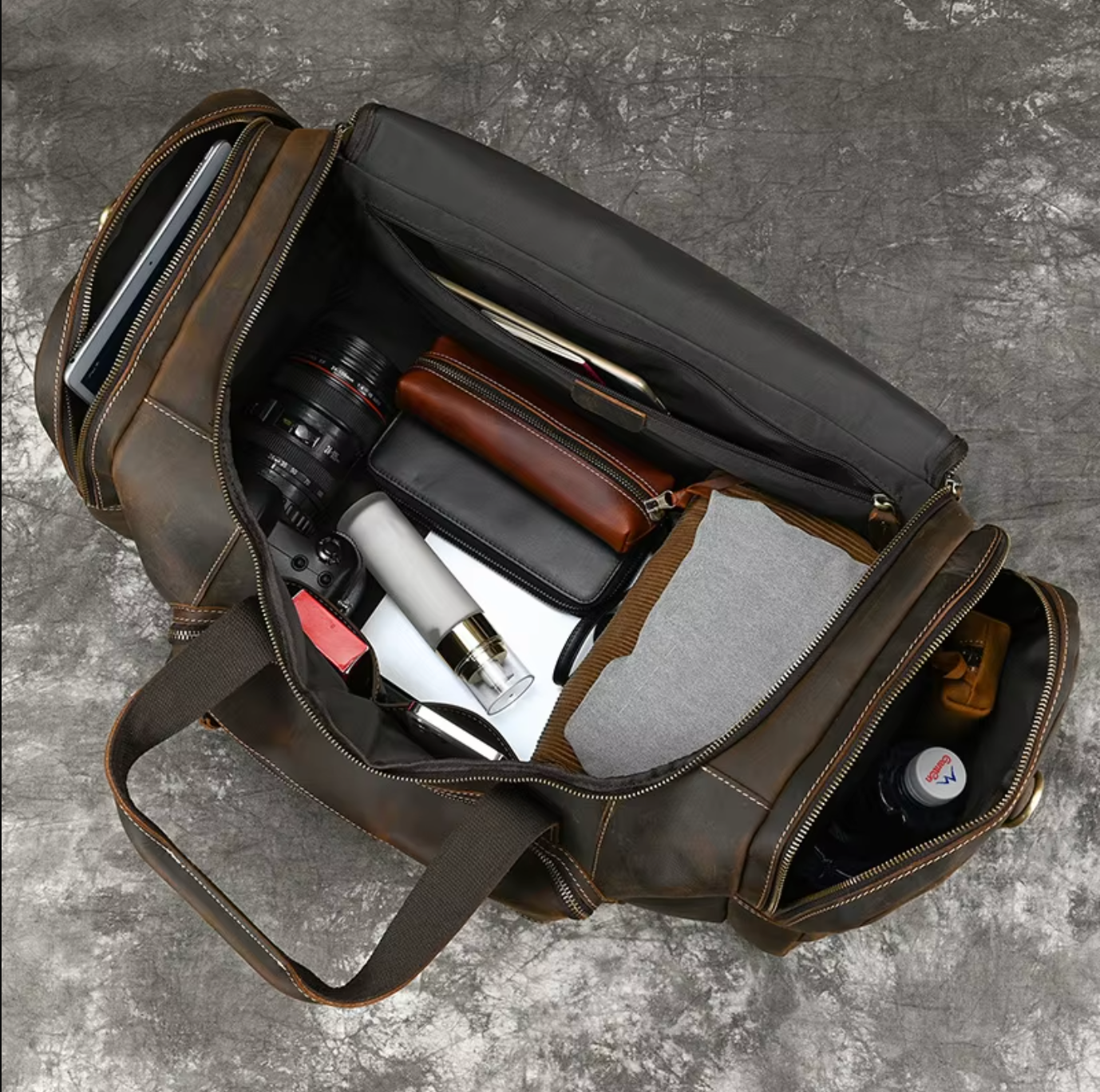 Genuine Leather Duffle Bag Mens Travel Overnight Gym Bag