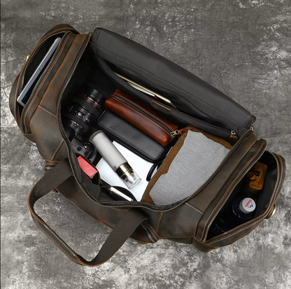 Genuine Leather Duffle Bag Mens Travel Overnight Gym Bag