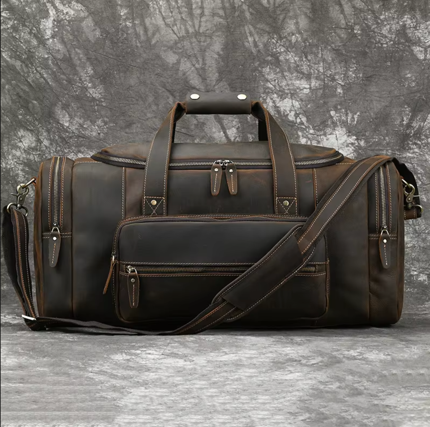 Genuine Leather Duffle Bag Mens Travel Overnight Gym Bag