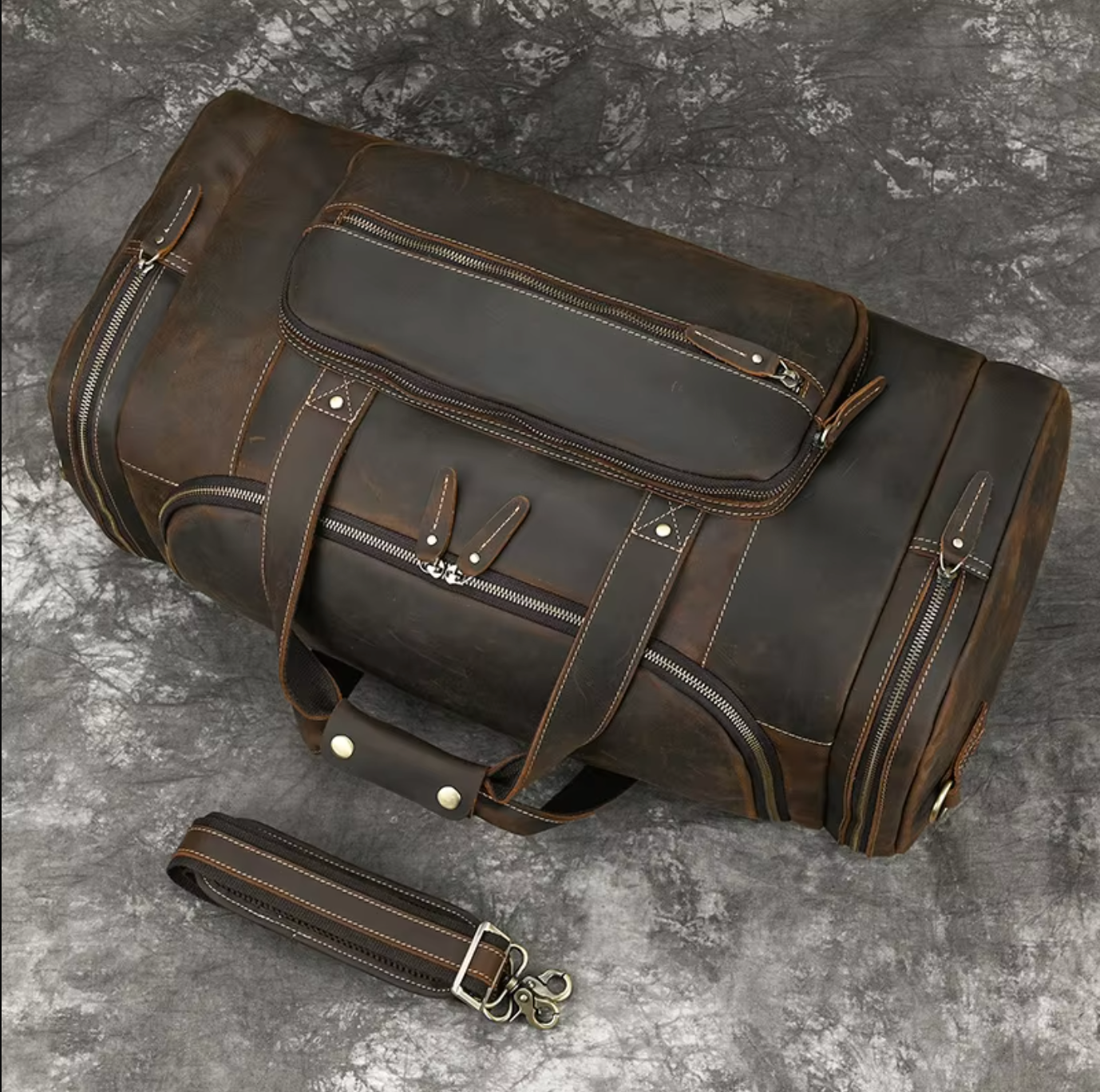 Genuine Leather Duffle Bag Mens Travel Overnight Gym Bag