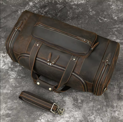 Genuine Leather Duffle Bag Mens Travel Overnight Gym Bag