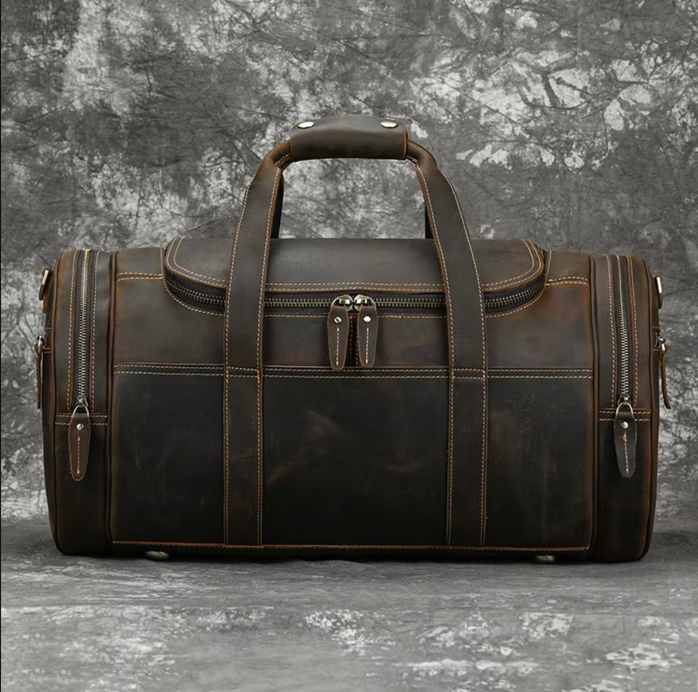 Men's Leather Duffle Bag For Travel, Overnight & Gym