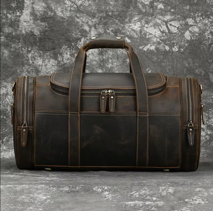 Men's Leather Duffle Bag For Travel, Overnight & Gym