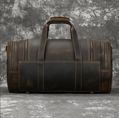 Men's Leather Duffle Bag For Travel, Overnight & Gym