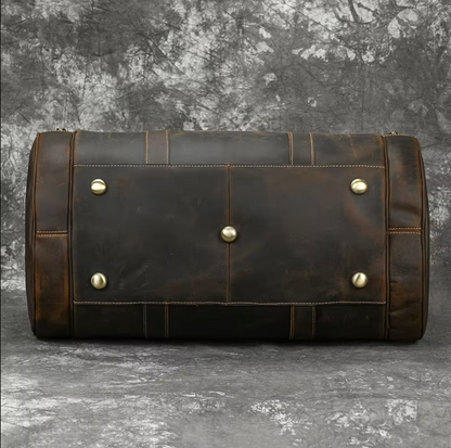Men's Leather Duffle Bag For Travel, Overnight & Gym