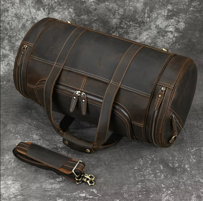 Men's Leather Duffle Bag For Travel, Overnight & Gym