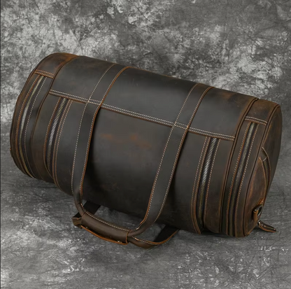 Men's Leather Duffle Bag For Travel, Overnight & Gym