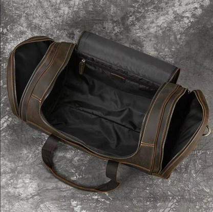 Men's Leather Duffle Bag For Travel, Overnight & Gym