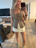 Plaid Khaki Sleeveless Tank Top Jacket