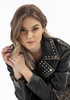 Black Studded Leather Biker Jacket Women